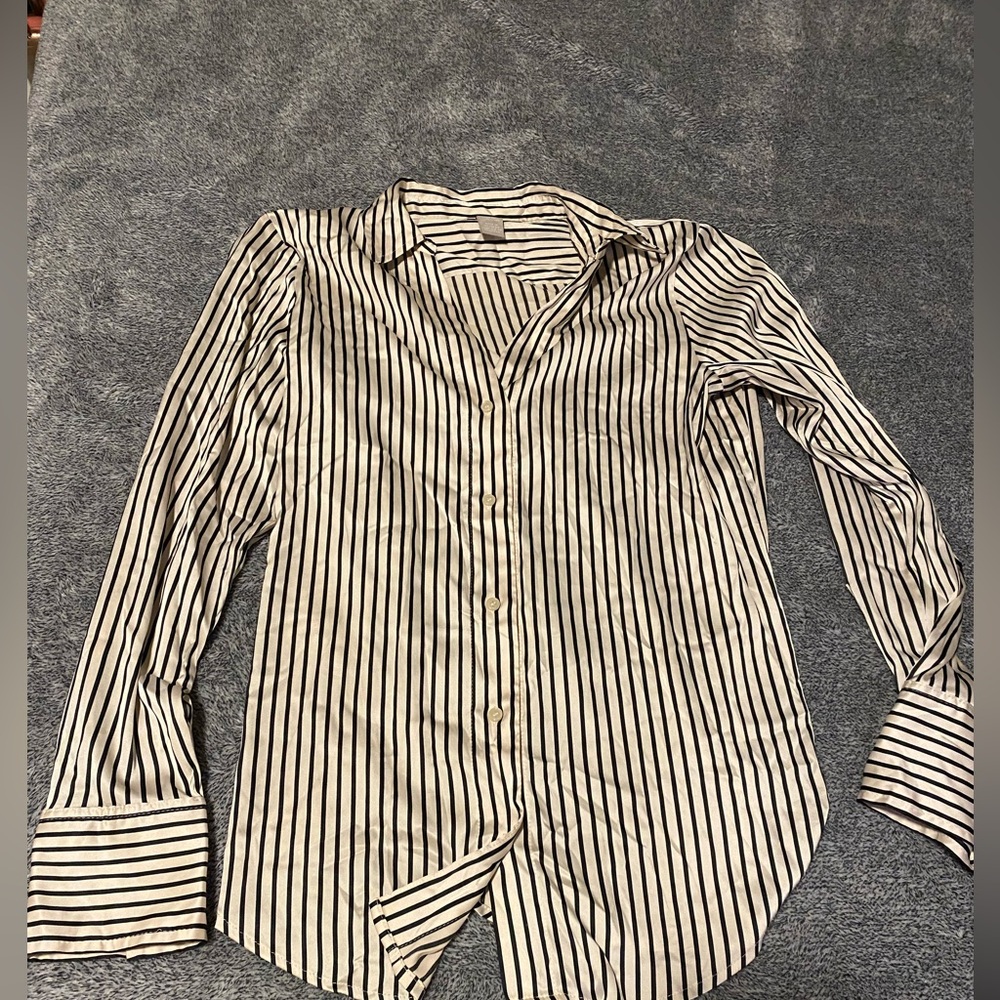 Silk striped button up